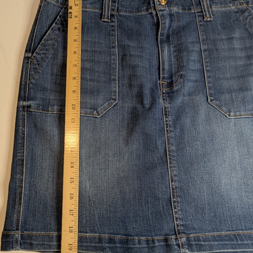 Seven7 Ulitity Denim Blue Mini Women's Skirt With Pockets, Size 14 - Picture 4 of 10
